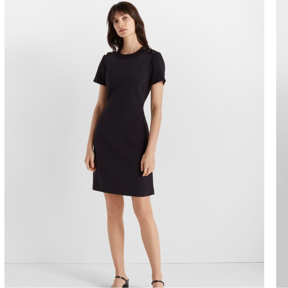 Excellent Condition Club Monaco Button Shoulder Dress in Black Size 8